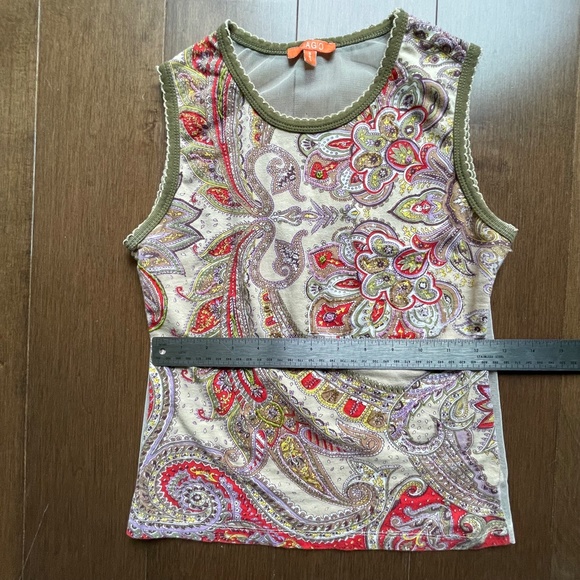 Beaded Sheer Naked Back Sleeveless Top Paisley Jewel Tones - Picture 8 of 10